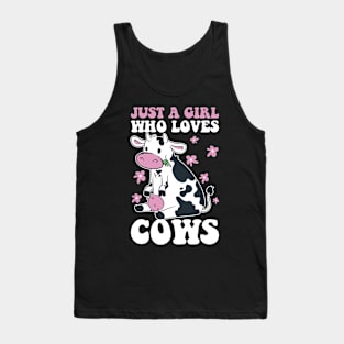 Just A Girl Who Loves Cows Funny Cow Gift Tank Top